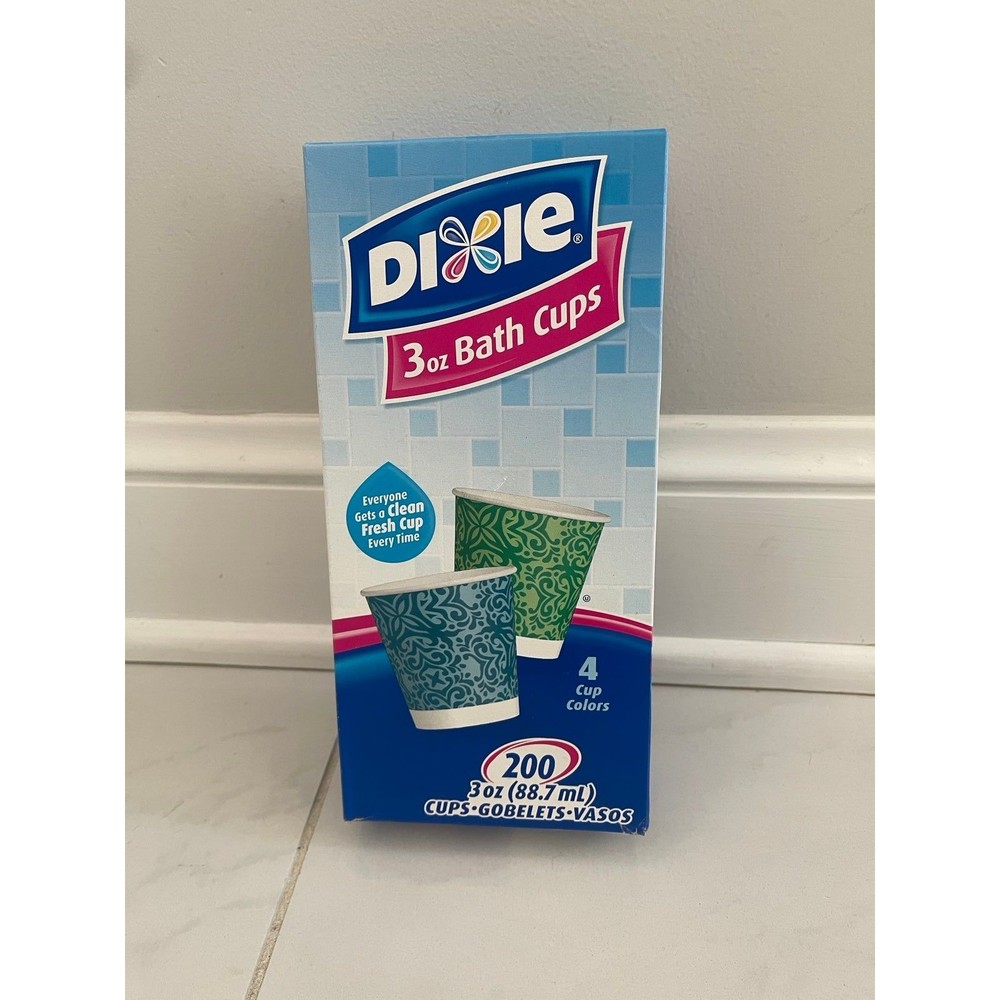 VTG Dixie Bathroom Paper Refill Cups New Sealed Assorted Designs 200 Count 3 Oz